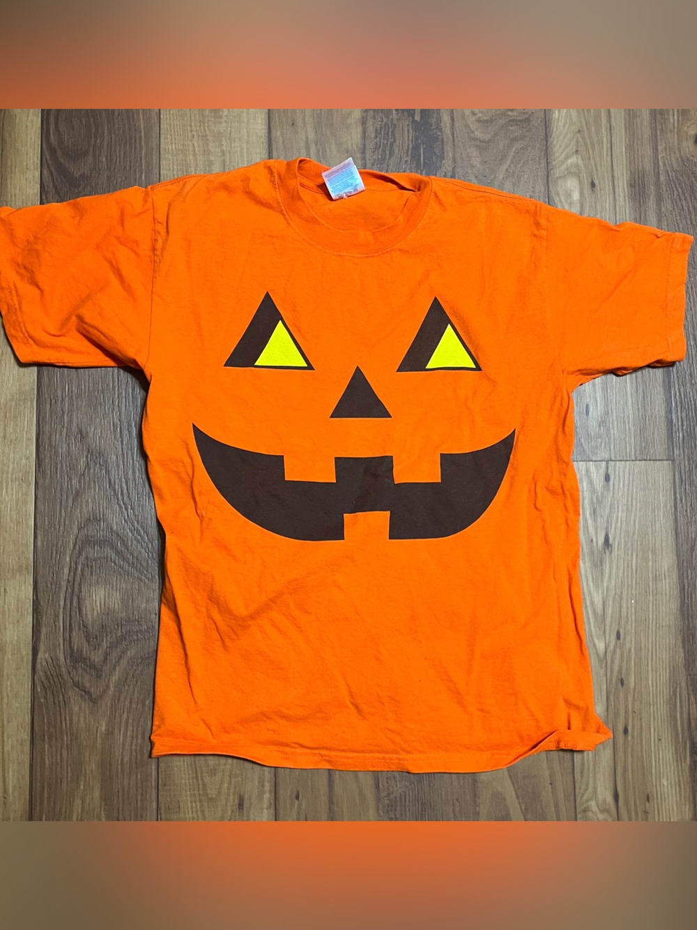 Vintage Halloween Pumpkin Shirt Mens Large Orange Jack O Lantern Skater Y2K Tee
